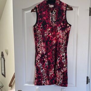 Greg Norman Collection Red and Black Leopard Mini Dress